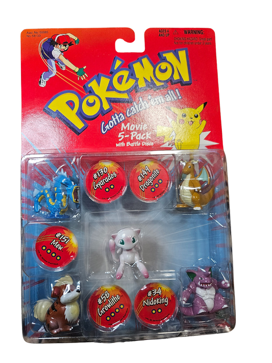 1998 Hasbro Pokemon Gotta Catch Em All Movie 5 - Pack with Battle Discs (Mew, Growlithe, Nidoking, Dargonite & Gyarados)