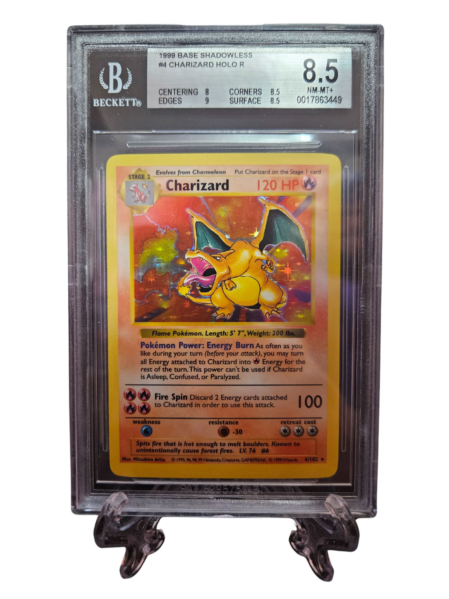 1999 Base Shadowless #4 Charizard HOLO R BGS 8.5