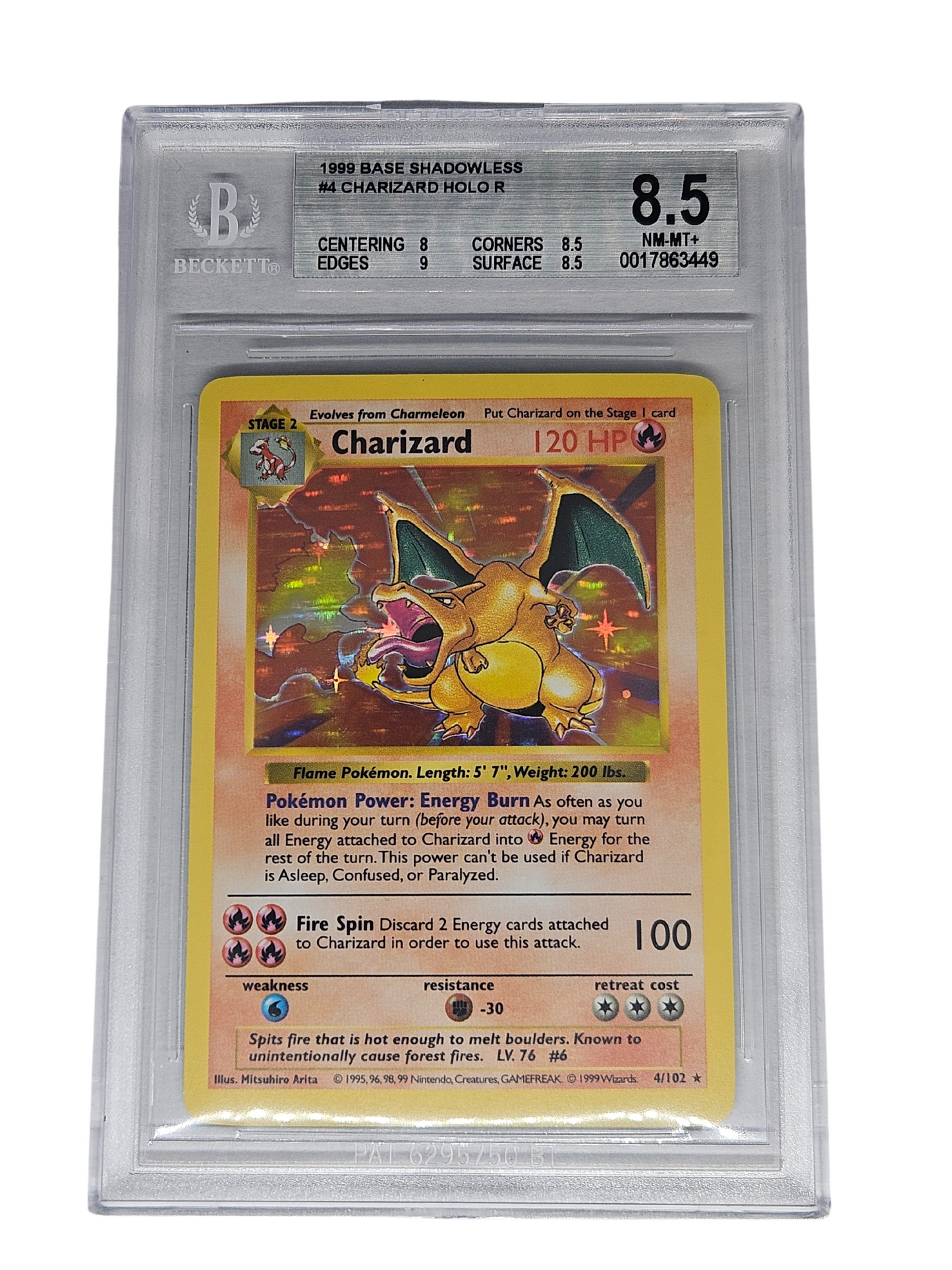 1999 Base Shadowless #4 Charizard HOLO R BGS 8.5