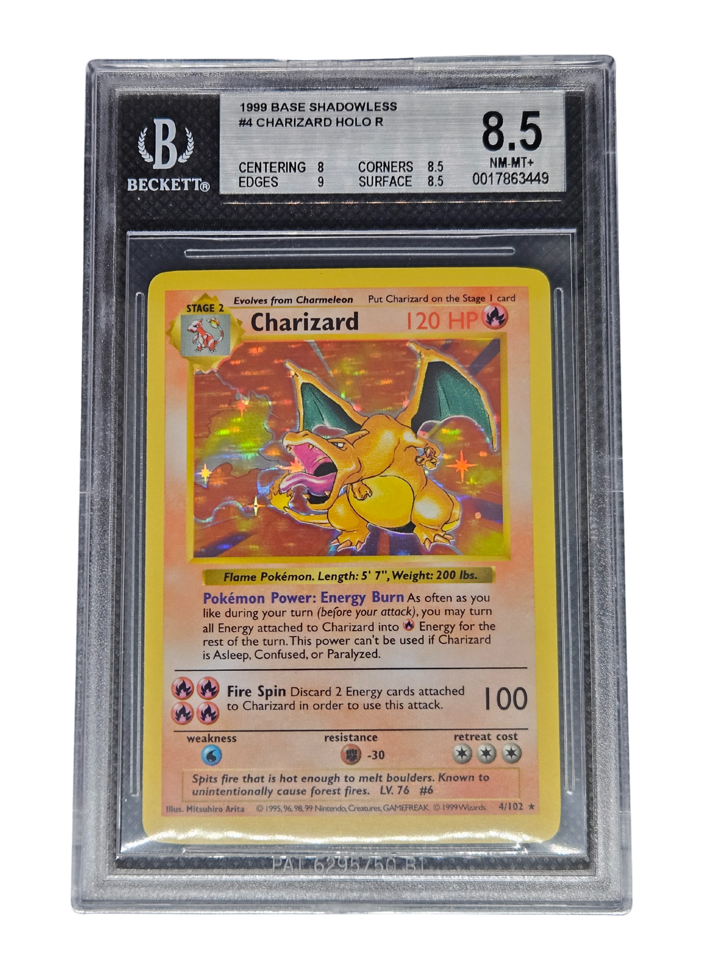1999 Base Shadowless #4 Charizard HOLO R BGS 8.5